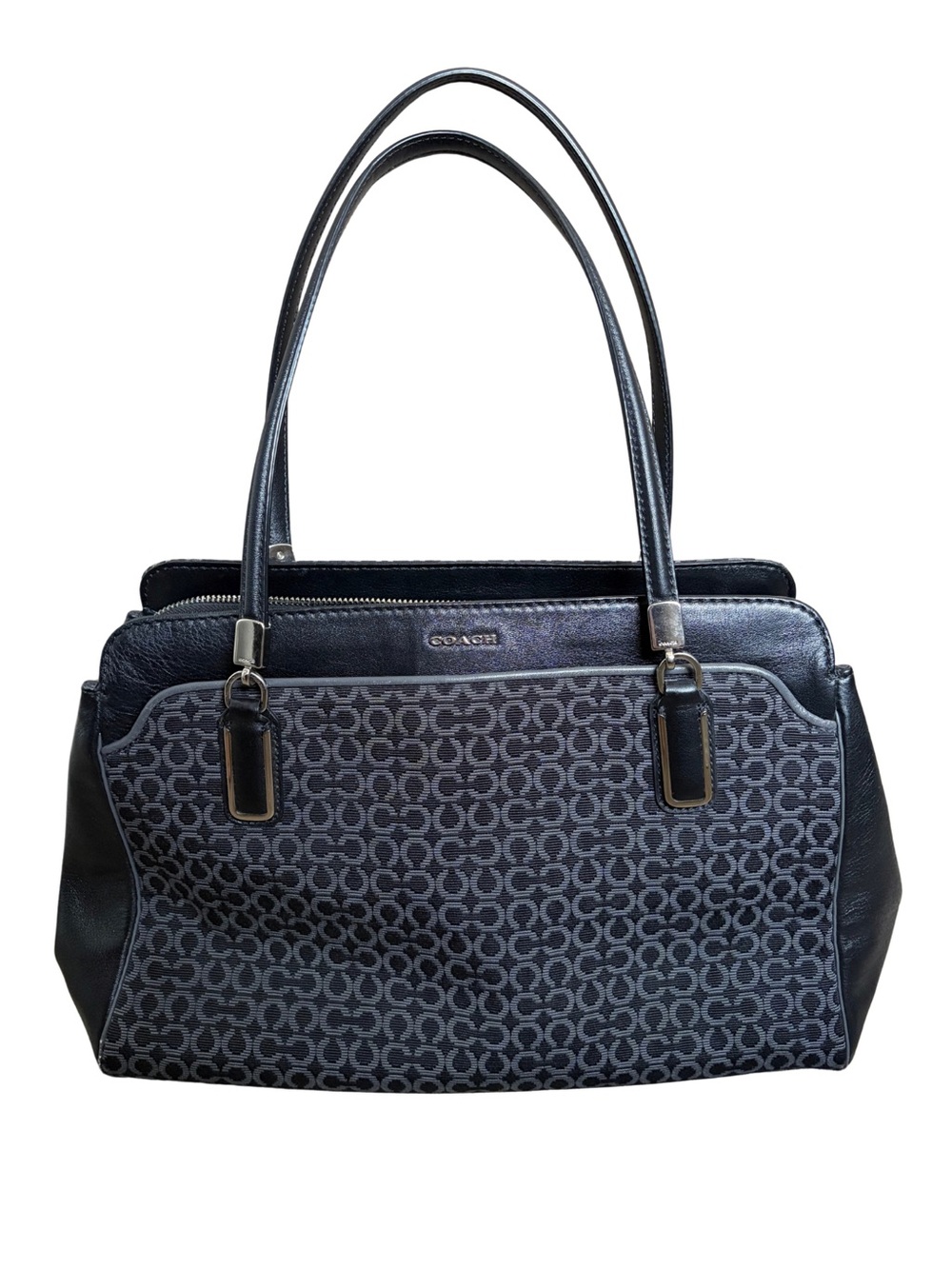 Coach Black Signature Jacquard Leather Shoulder Bag Satchel